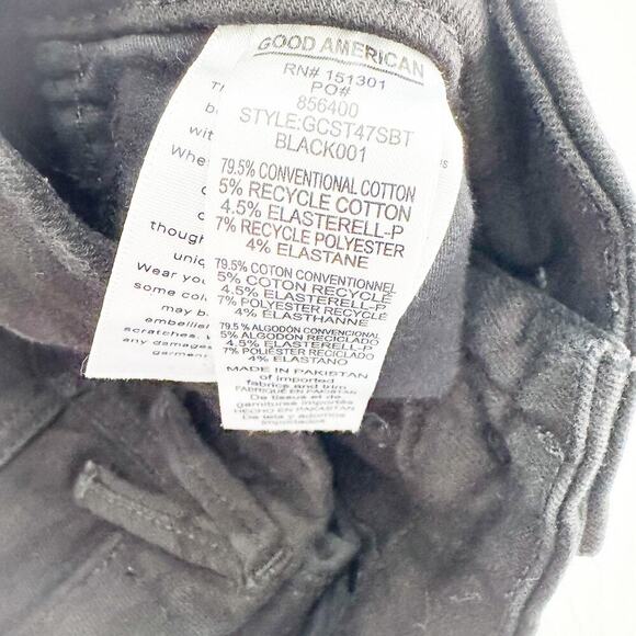 Good American Good Curve Straight Black007 Stretch Denim Zip Jeans Size 8 / 29 - Picture 6 of 8